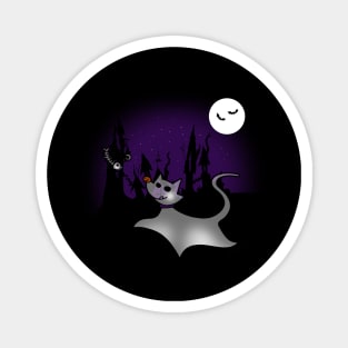 Cute Spooky Cat Ghost Halloween Night Magnet